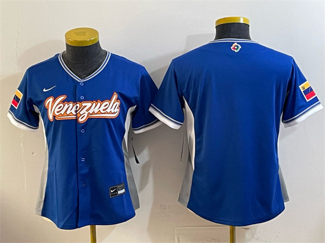 Youth Venezuela Baseball Blank Royal 2026 World Baseball Classic Road Stadium Stitched Baseball Jersey